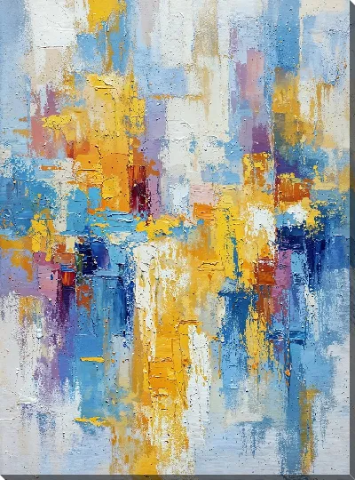 Картина маслом Желтая и синяя абстракция №1
