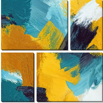 Модульная картина Желтая и зеленая абстракция №2