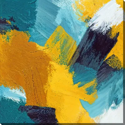 Картина маслом Желтая и зеленая абстракция №2