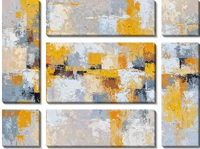 Модульная картина Желтая и бежевая абстракция №3