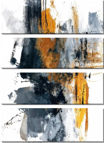 Модульная картина Желтая и серая абстракция №25