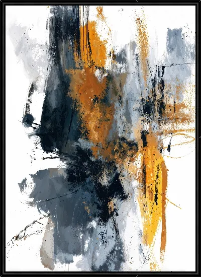 Картина Желтая и серая абстракция №25