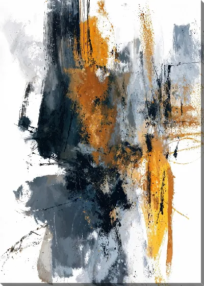 Картина маслом Желтая и серая абстракция №25