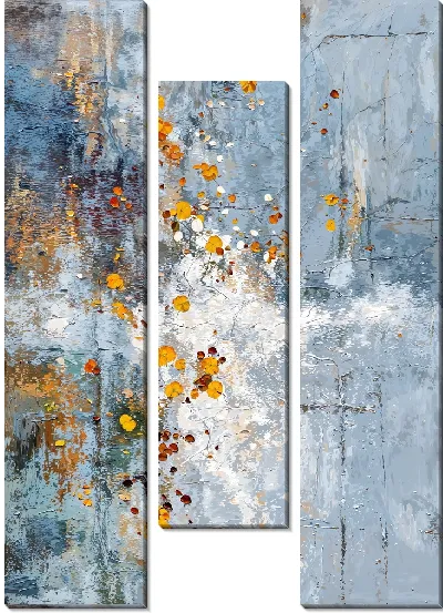 Модульная картина Желтая и синяя абстракция №28