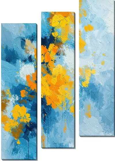 Модульная картина Абстракция желто-голубая №5