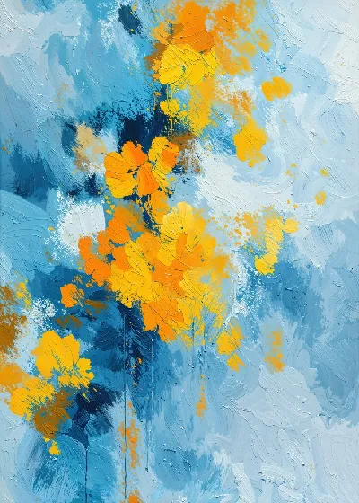 Плакат Абстракция желто-голубая №5