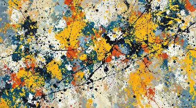 Плакат Абстракция желтые брызги