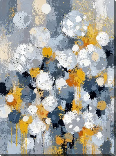 Картина маслом Абстракция желто-серая №13