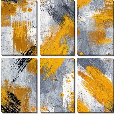 Модульная картина Абстракция желтая и серая №23