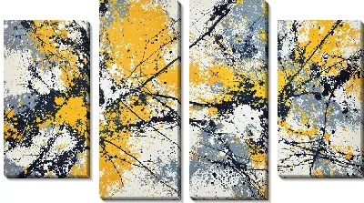Модульная картина Абстракция желто-серая №25