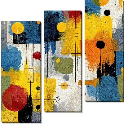 Модульная картина Абстракция желто-синяя №29