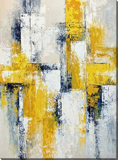 Картина маслом Абстракция бежево-желтая №31