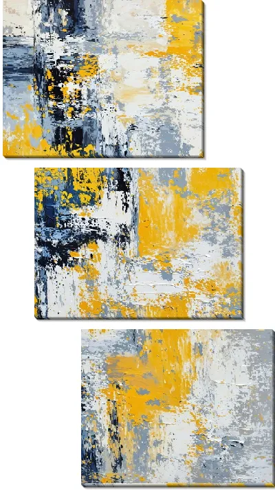 Модульная картина Желт-синяя абстракция №51