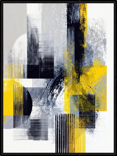 Картина Черно-бело-желтая абстракция