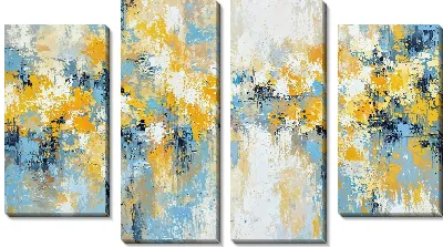 Модульная картина Желтр-голубая абстракция №55