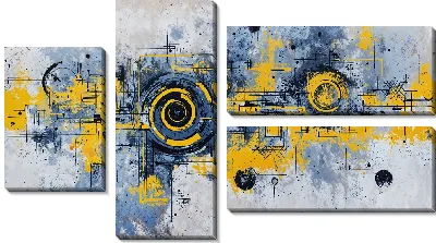 Модульная картина Желто-синяя абстракция №63