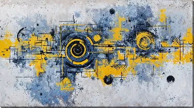 Картина маслом Желто-синяя абстракция №63