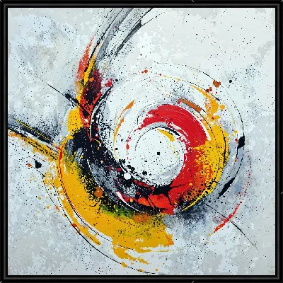 Картина Желто-красная абстракция на сером фоне №64