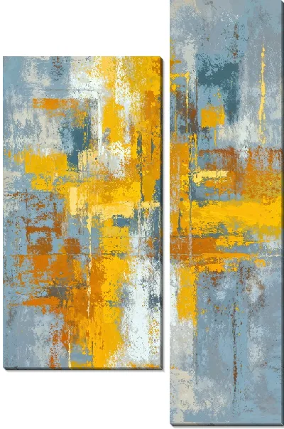 Модульная картина Желто-серая абстракция №65
