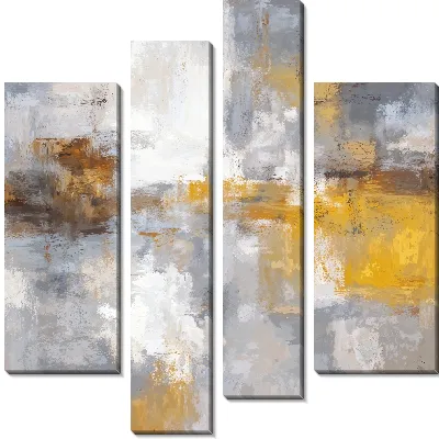 Модульная картина Желто-серая абстракция №66