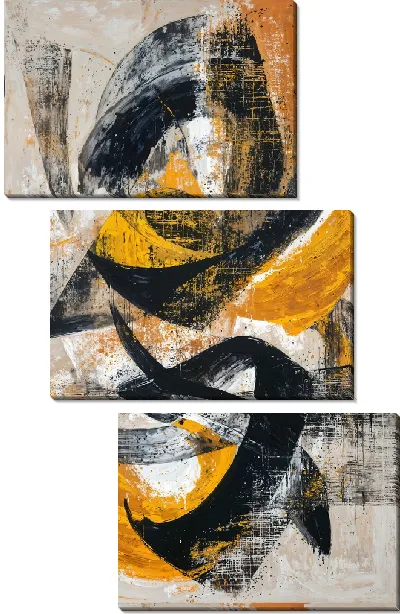 Модульная картина Желто-коричневая абстракция №71