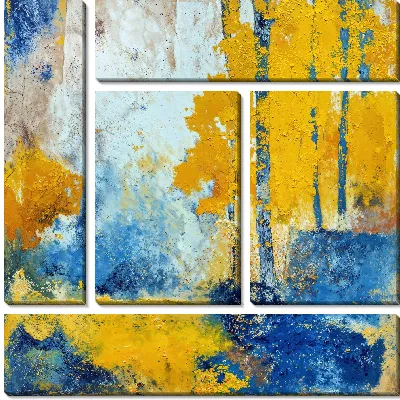Модульная картина Желто-синяя абстракция №74