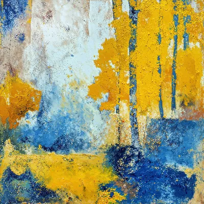 Плакат Желто-синяя абстракция №74