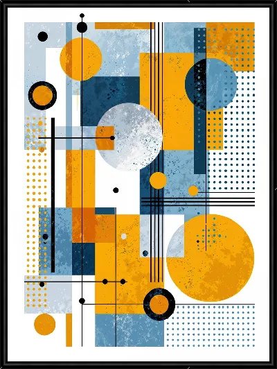 Картина Геометрическая желто-голубая абстракция