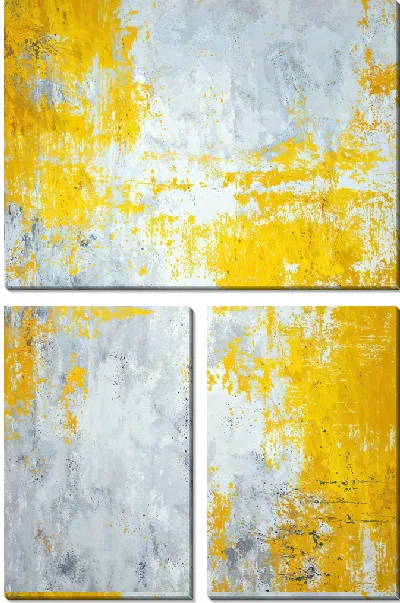 Модульная картина Желто-серая абстракция №78