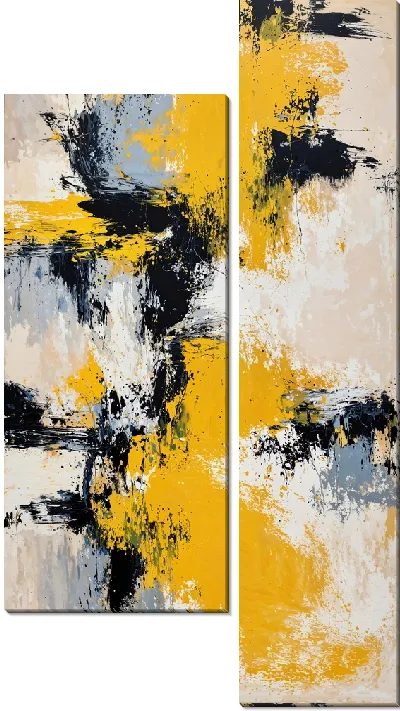 Модульная картина Желто-бежевая абстракция №100