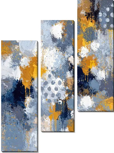 Модульная картина Желто-серая абстракция №103