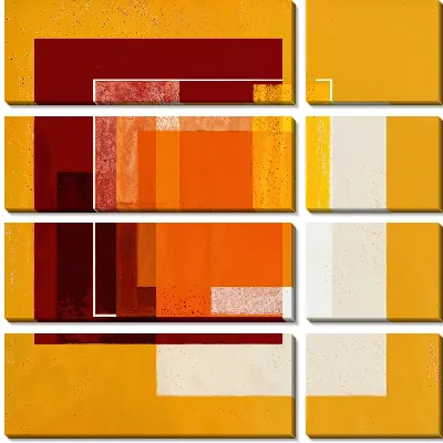 Модульная картина Желто-красная абстракция №105