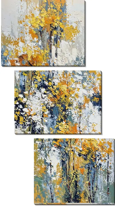 Модульная картина Желто-серая абстракция №107