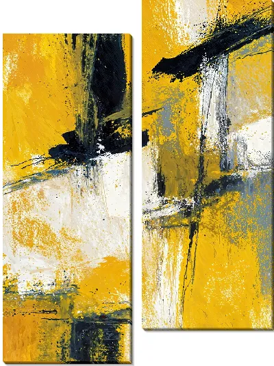 Модульная картина Желтая абстракция №111