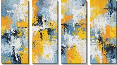 Модульная картина Желто-синяя абстракция №112