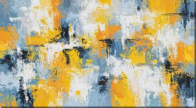 Картина маслом Желто-синяя абстракция №112