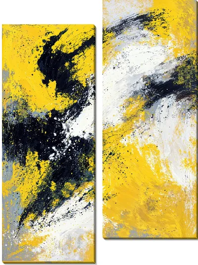 Модульная картина Желтая абстракция №114