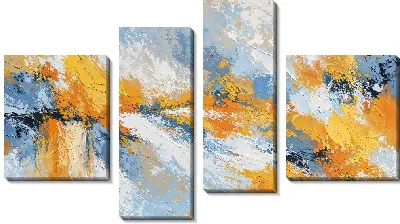Модульная картина Желто-синяя абстракция №115