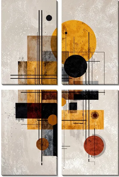 Модульная картина Желтая абстракция №117