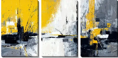 Модульная картина Желтая абстракция №119