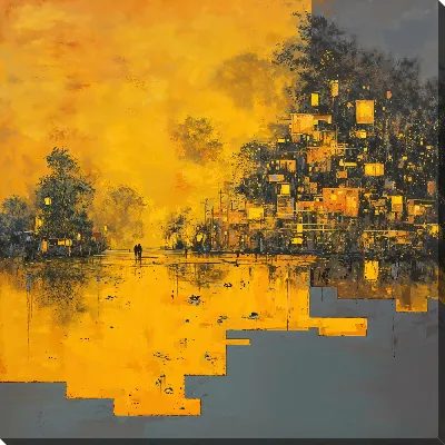 Картина маслом Абстрактный желтый пейзаж