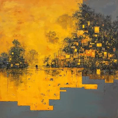 Плакат Абстрактный желтый пейзаж