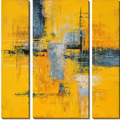 Модульная картина Желтая абстракция №131