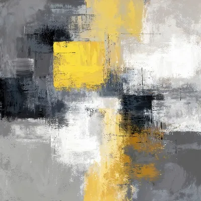 Черно-бело-желтая абстракция №137