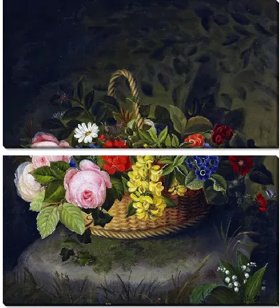 Модульная картина Цветы в корзине (Flowers in a basket)