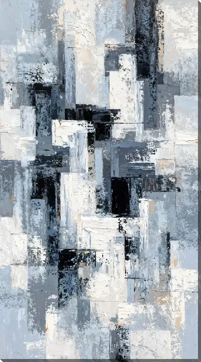 Картина маслом Черно-бело-синяя абстракция №100