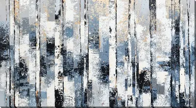 Картина маслом Черно-белая абстракция с синим №503