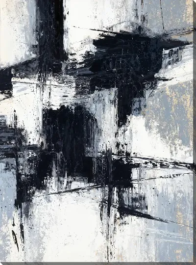 Картина маслом Черно-белая абстракция с серо-синим №518