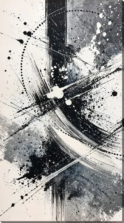 Картина маслом Черно-белая абстракция №529
