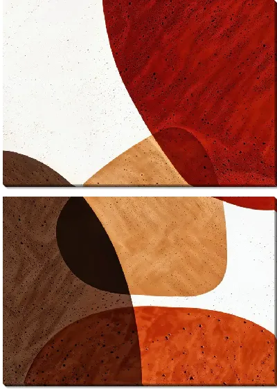 Модульная картина Коричневая абстракция с красным №7
